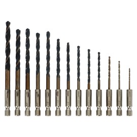 13Pcs Twist Drill Bit 1/4in Hex Shank 1.5‑6.5mm Fast Change for Wood Plastic Metal