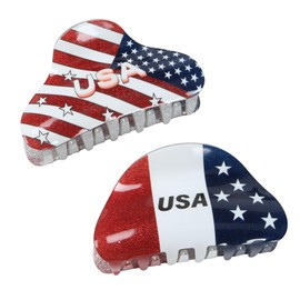 Cuizhiyu 2PK 4th of July Hair Clips for Women 3.1inch Medium American Flag Claw Clips for Girls Acrylic Patriotic Hair Clip Independence Day Hair Accessories
