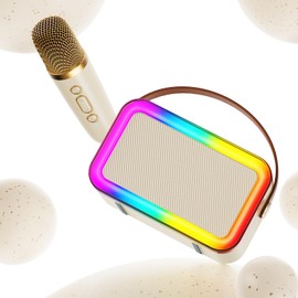 Mini Karaoke Machine for Kids, 2025 Latest Portable Bluetooth Speaker with Wireless Microphone & LED Light for Girls Boys, Small Magic Sing Christmas Birthday Party Gifts Toys D36 (1 Microphone)