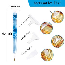 Diamond Painting Pen, Handmade Resin Diamond Painting Pens with Glue Clay and Various Tips, More Comfortable and Faster, 5D Diamond Painting Tools for Diamond Paintings Hobby (Blue)