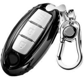 [AMACHER] Nissan Smart Key Case, Days Serena X-Trail Elgrand Skyline Note Cube Juke Dualis Fuga March Leaf Murano Smart Key Case Key Holder, Silver