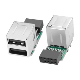 XMSJSIY USB 2.0 Motherboard Header 9-Pin Motherboard Type-A Adapter 9-Pin Female to 2-Port USB 2.0 Converter Internal Header Adapter for Data Transfer Vertical Type - 2 Pieces