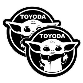 2 Pack Toyoda Car Decal – Bad Fish Custom Decals – Funny Cute Sticker - Premium Gloss Permanent Vinyl Waterproof 6 Year Indoor Outdoor (Black, 2)