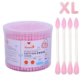HOMEFOX XL Pink Cotton Swabs Pointed Precision - 250 Count Extra Large Thick - Pointy Organic Cotton Buds Double Side Tightly Wrapped Cotton Tips Paper Stick Cruelty-Free, XL Pointy & Round Pink