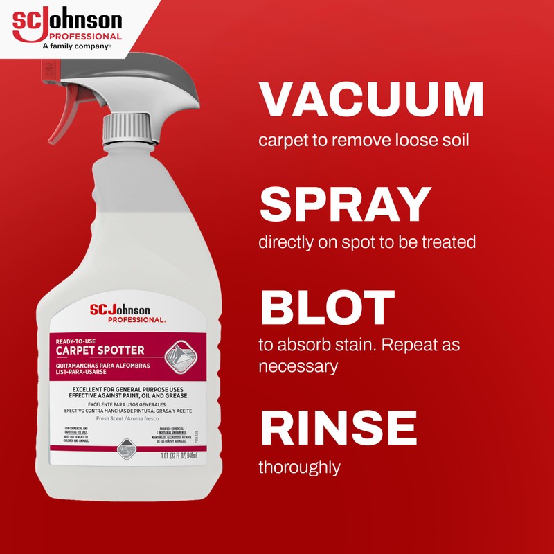 SC Johnson Professional Ready-To-Use Carpet Spotter, Carpet Stain Remover, 32