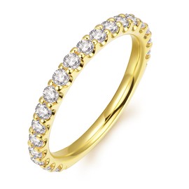 CGSRING 2.5mm Moissanite Wedding Band for Women, Gold Eternity Ring (9)