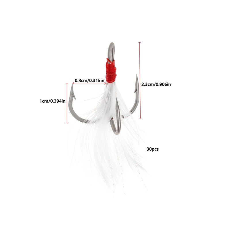 SG Store Pack of 30 Carbon Steel Treble Hooks with