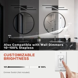 SOLFART Bathroom Light Fixtures Matte Black Dimmable LED Bathroom Vanity Lights Over Mirror 24 Inch Modern Wall Lights