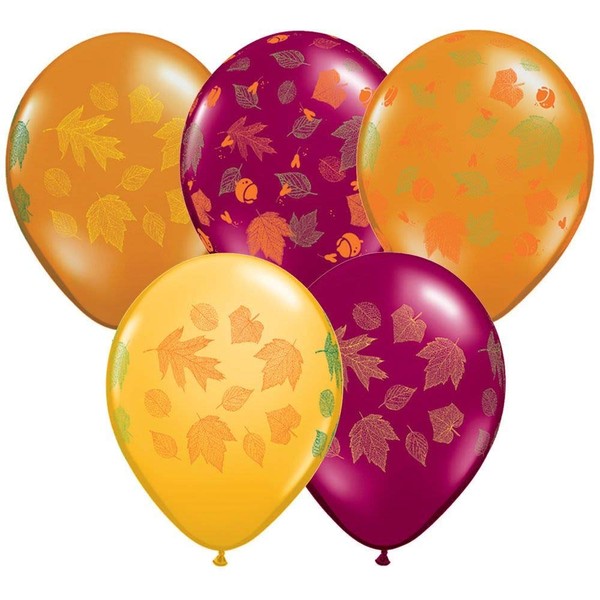 11" Autumn Leaves Around Latex Balloons (50ct)