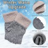 2 Pairs Fingerless Gloves for Women Men, Winter Knitted Touchscreen