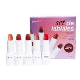 Picopico Set de 5 Labiales 3 en 1 La Familia  Labios, Mejillas y Párpados                                                                             