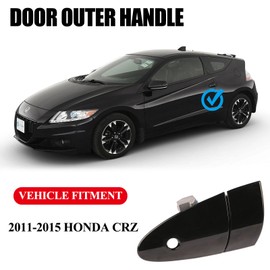 E-Vniko Exterior Door Handle Compatible with 2011-2015 Honda CRZ Replacement Left Driver Side Black Outside Door Handle 72181SZT003