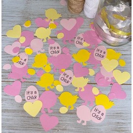 Baby chick confetti Baby girl chicken confetti Its a girl baby shower confetti table decorations pink yellow