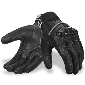 Oro Biker Oro Biker Motorbike Motorcycle Gloves, Premium Leather and Summer Mesh Hard Knuckle Touch Screen Motorbike Gloves Racing ATV Riding Gloves for Men (XX-Large, Full Black)
