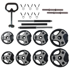 US Weight 56 Pound Adjustable Weight Set with 55" Barbell, Dumbbells, and Kettlebell Handle – Versatile Exercise Equipment for Home Gym Workouts