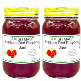 Amish Seedless Red Raspberry Jam - Two 16 Oz Jars