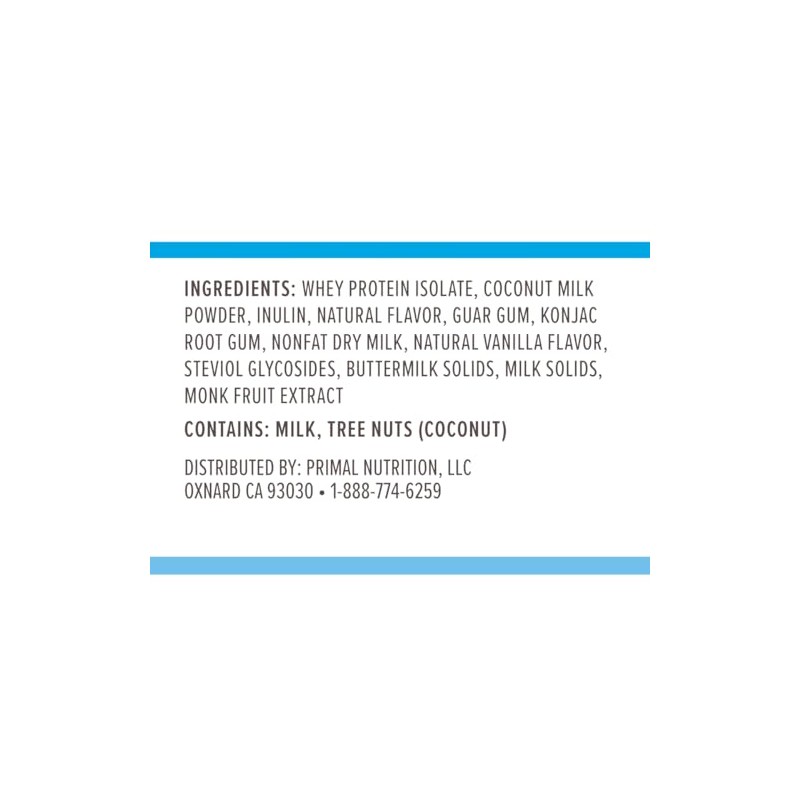 Primal Kitchen Primal Fuel Vanilla Coconut Whey Protein Drink Mix,