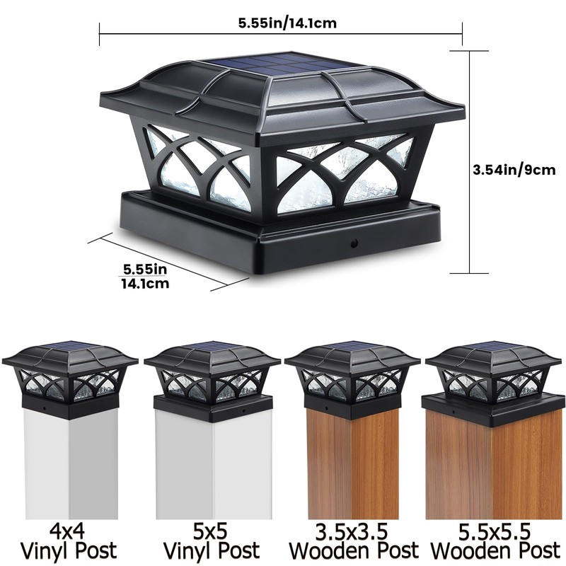SIEDiNLAR Solar Post Cap Lights Outdoor Glass 2 Modes 8