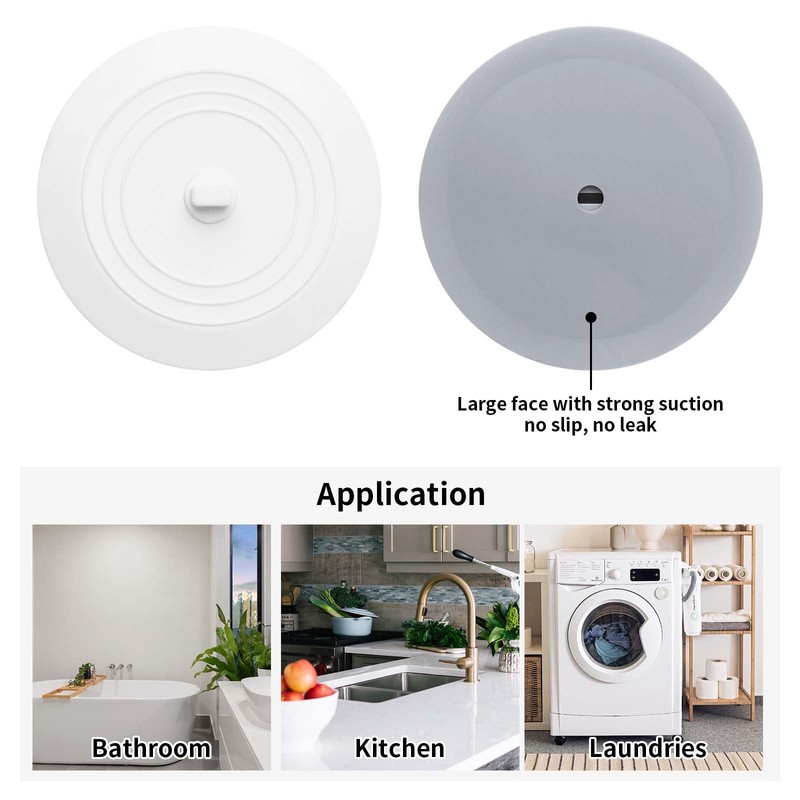 Vaincre 2PCS Bathtub Drain Stopper - 5" Silicone Kitchen Bathroom