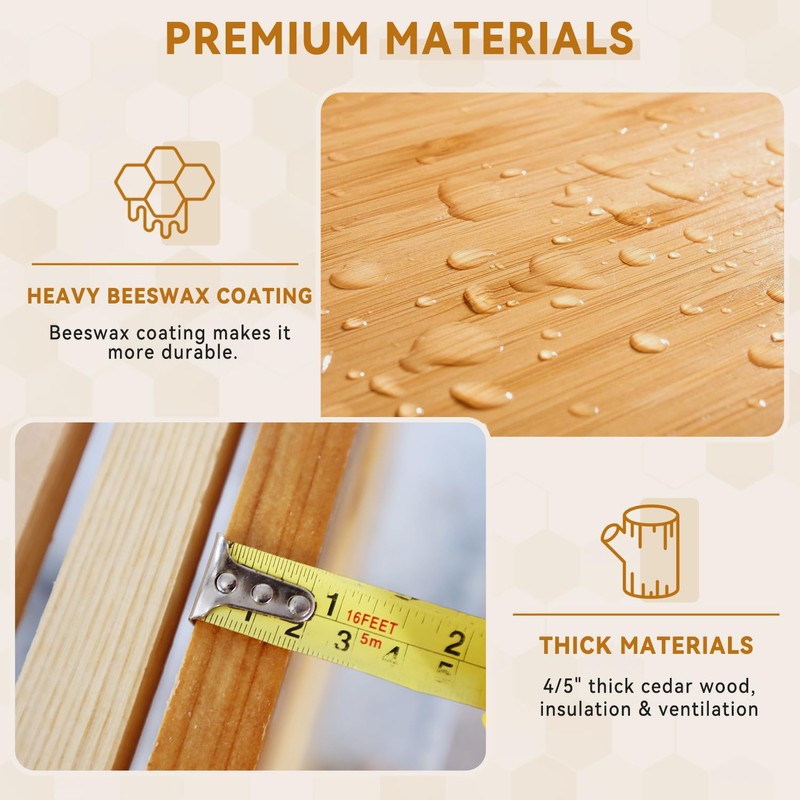 POLLIBEE 8 Frame Super Beehive Box, Langstroth Honey Bee Box