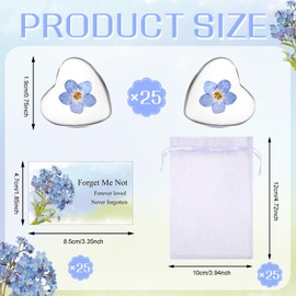 Kklolai 25 Sets Forget Me Not Funeral Favours Heart-shaped Dried Pressed Blue Flower Keepsakes with Memorial Cards Remembrance Gifts for Loss of Loved One Memorial Service Guests Ornament Keepsakes