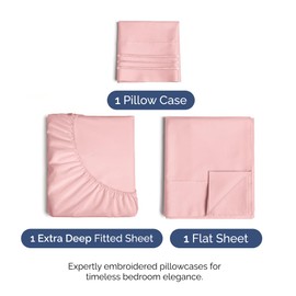 Extra Deep Pocket Twin Sheets - 3 Piece Breathable & Cooling Bed Sheets - Hotel Luxury Bed Sheet Set - Soft, Wrinkle Free & Comfy - Easily Fits Extra Deep Mattresses - Deep Pocket Baby Pink Sheets Set