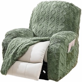 JOKIVTOU Recliner Chair Covers 4-Pieces Reclining Chair Slipcovers with Pocket& Elastic Bottom, Soft Feel Fitted Lazy Boy Sofa Couch Cover Washable, Stretch Recliner Furniture Protector