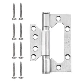 sourcing map 2Pcs 4x3 Inch Door Hinges Non-Mortise No Noise Stainless Steel Bifold Door Hinges with Mounting Screws Brushed Surface for Furniture Window, Silver