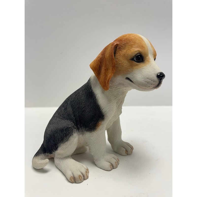 4.25 Inch Beagle Puppy Sitting Decorative Figurine, Brown and White
