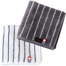 imaa Imabari Towel Handkerchief, Easy Carry Hand Towel, 100% Cotton, Made in Japan, Certified Quality, Colors: White, Pinstripe Gray
