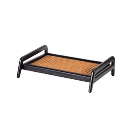 Anji Mountain 1-Tier Solid Wood Boot/Shoe Stand with Natural Rubber Tray and Coir Insert, Fits 2 Pair (26.5"x18.5"x 7.5"), Black