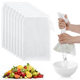 JJUNW 8 Pcs Cheese Cloth Bag for Straining, Nut Milk Bag Cheese Cloths Cloth Strainer for Juicing, Fine Mesh Strainer Reusable for Filtering Juice Coffee Yogurt Tea