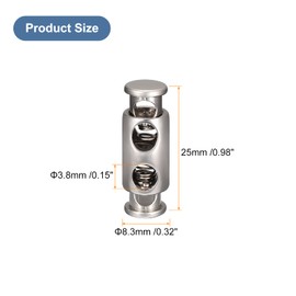 sourcing map 8pcs Metal Cord Locks, 3.8mm Double Hole Spring Stopper Fastener Slider Toggles End for Drawstrings Bags Backpack Clothing Lanyards, Pearl Nickel