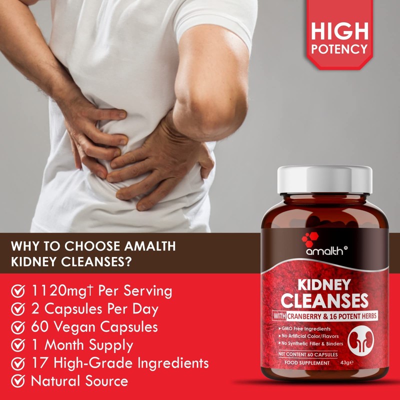Kidney Cleanse Supplements Kidney Support Formula with Premium Cranberry Extract-
