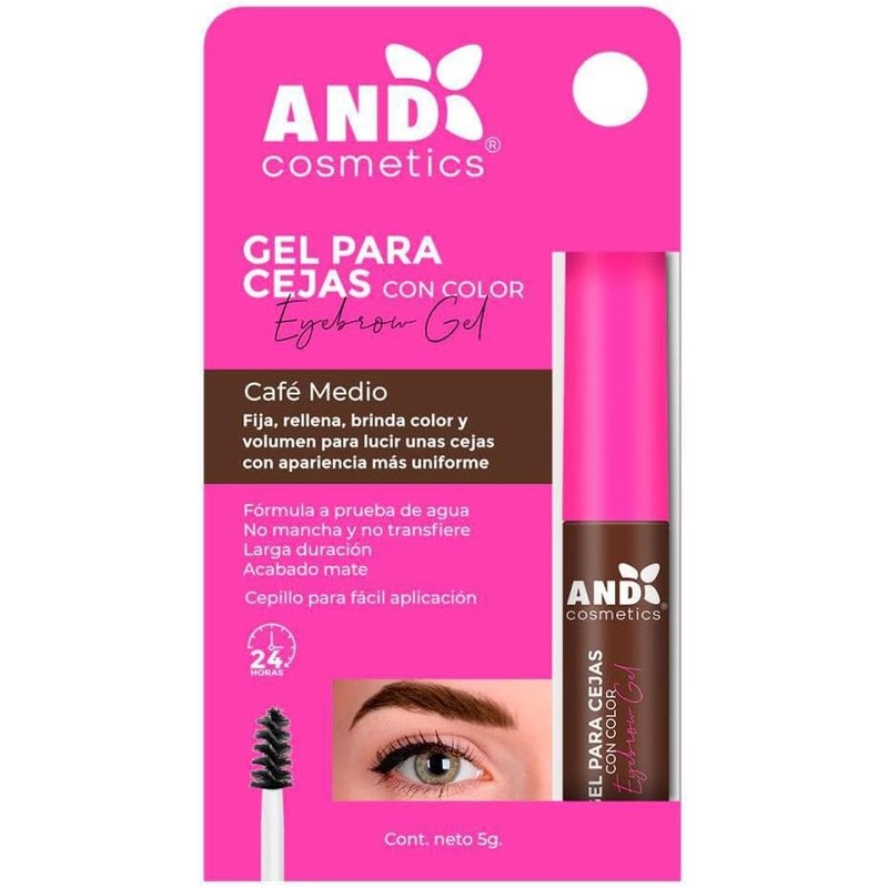 Gel para cejas And Cosmetics: Transparente + Café claro, 24h