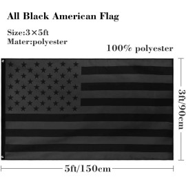 Premiumwire 3x5 TRUMP 2024  All Black American Flag US Black Flag Blackout USA 100D