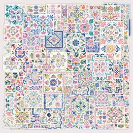 100Pcs Decorative Tile Stickers, 50 Unique Designs for Adults, Scrapbook