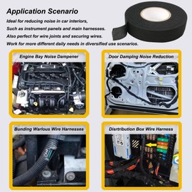 DUNTUO 3/4 Inch x 50 FT Self-Adhesive Fabric Tape High Temp Wire Cable Loom Wiring Harness Tape for Automotive Electrical Cable Engine Wriing Harness Wrap Sound Damping Heat Proof 10 Rolls