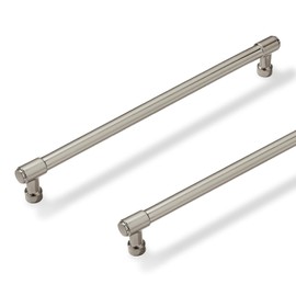 ZAUYX Solid Heavy Duty Jasper Cabinet Pulls - 6 Pack Brushed Satin Nickel 10 Inch Hole Centers - Modern Drawer Pulls for Kitchen, Bathroom Cupboards