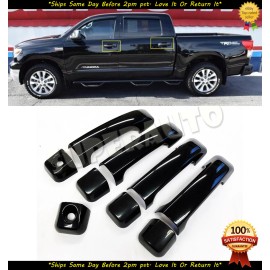 Aftermarket Products For 2007-2021 Toyota Tundra+Sequoia Glossy Black Door Handle Covers For Crew+DBL