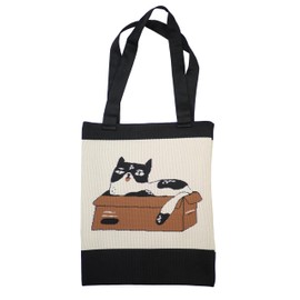 DOFOTAWN Shoulder bag for Women Crocheted Bags Large Knit Tote Aesthetic for School Cute DogTote Bags Beach Tote (Black Cat)