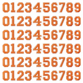 J.CARP 60Pcs Orange Number 0 to 9 Patches Iron on Sew on Letters for Clothing, Hats, Shoes, Backpacks, Handbags, Jeans, Jackets etc.