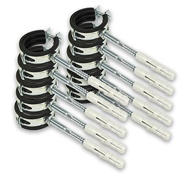 Eigenmarke 10 x Pipe Clamp [15-19 mm] + 10 x Dowels + 10 x Hanger Bolts M8 x 80 mm with Torx Attachment