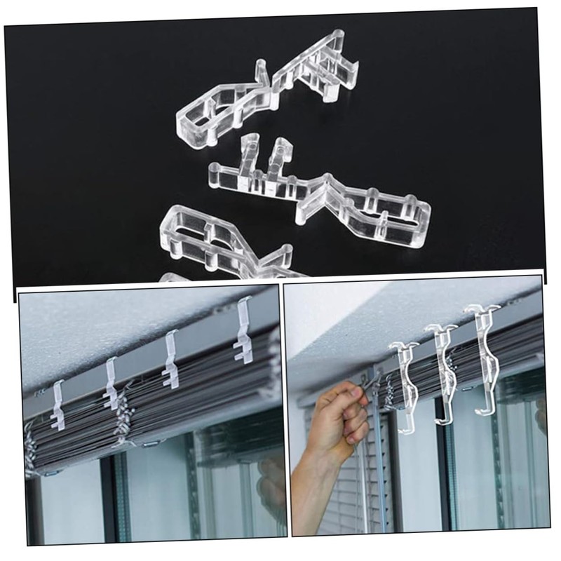WHAMVOX 12pcs Transparent Curtain Tiebacks Clips for Window Blinds Angle
