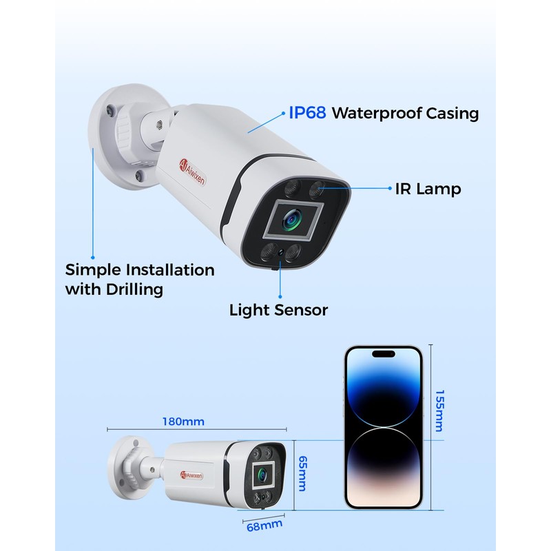Aiwixen 1080P Wired Security Camera, Add-on CCTV Cam for Surveillance