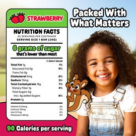 Snakkidz Organic Chewy Granola Bars for Kids, Allergen-Free, Nut-Free, Gluten-Free, Low Sugar Snack Bars Made with Avocado Oil, Individually Wrapped, School Lunch Snacks, Bulk Pack of 45, Strawberry