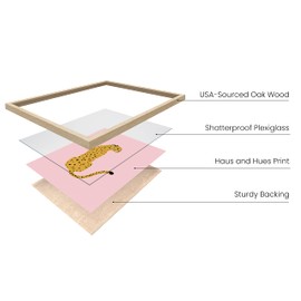 HAUS AND HUES Cheetah Print Wall Decor - Pink Poster, Pink Posters for Room Aesthetic Blush Pink Wall Decor Cheetah, Wall Decor Pink Cheetah Print (Beige Frame, 16x20)