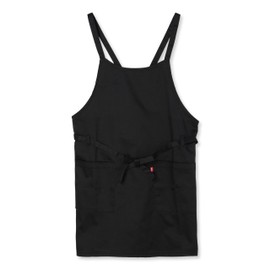 Edwin Apron with Front Ties Solid Color, Side Pockets, Black, M - L, Black