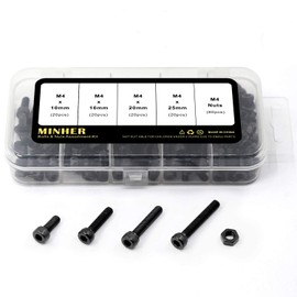 M4 Allen Screw and Nut Combination Box Mechanical Hex Socket Bolt Set Black 12.9 Degree Carbon Steel