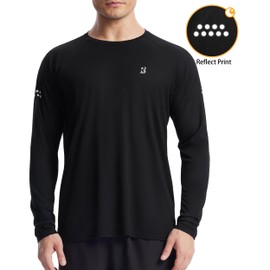 Roadbox Men's Long Sleeve Workout Running Shirts, Quick Dry Moisture Wicking Athletic Tee Tops, Breathable Outdoor UPF 50+ UV Sun Protection T-Shirts for Gym Fishing Hiking Black